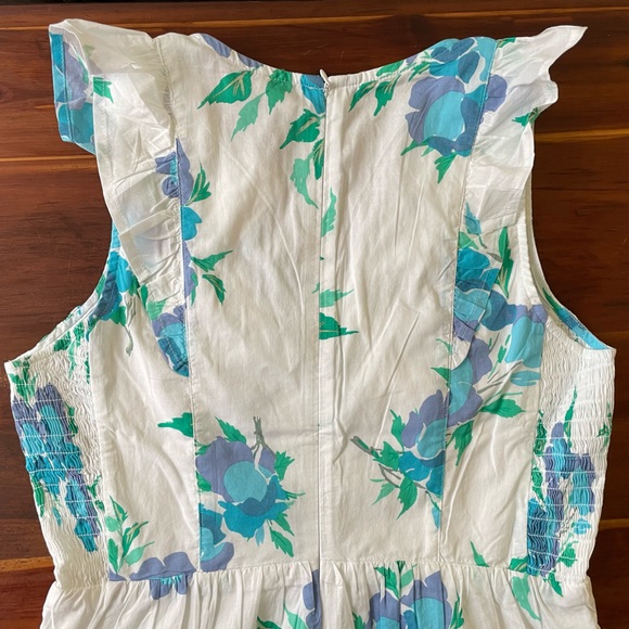 *NWT* J. Crew Printed V-Neck Smocked Midi Dress w/ Pockets, Tiered Swing Dress - Picture 8 of 14